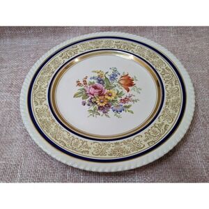 Vintage Johnson Brothers Old English Flowers‎ Rope Edge Colbalt Blue Gold Plate